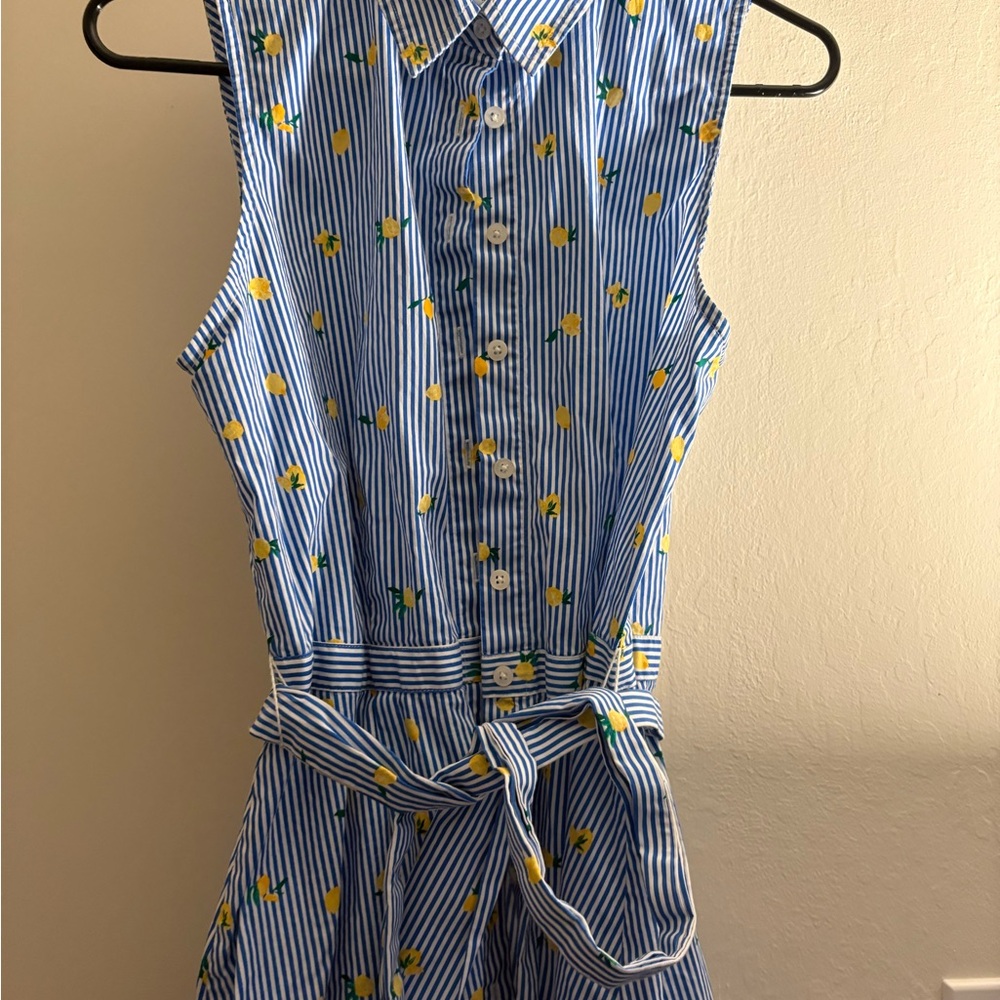 J. Crew Blue and White Striped Dress with Yellow Accents - Picture 3 of 6